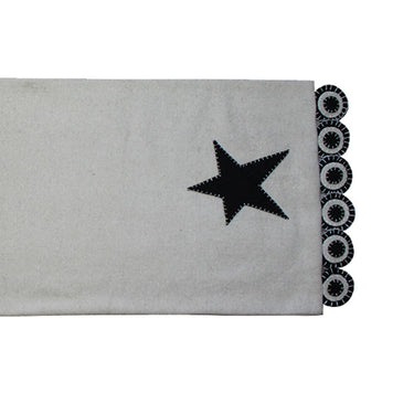 Cream & Black Star Table Runner TR570005 - The Fox Decor